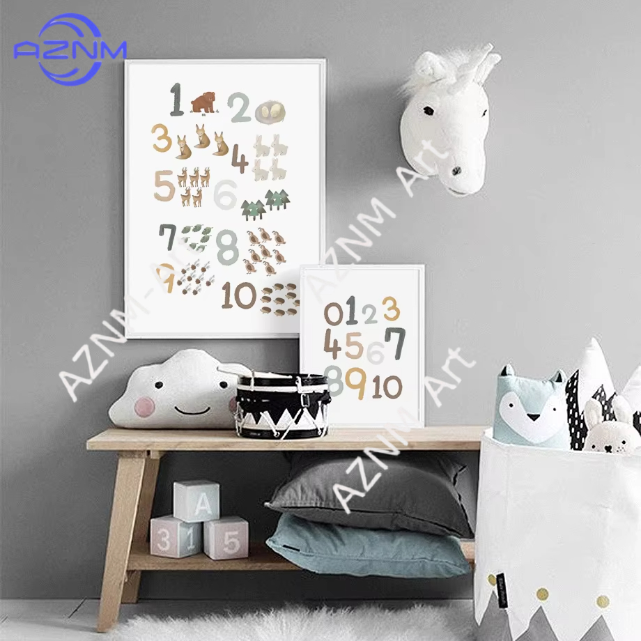 Kids Education Picture - 1/2pcs Education Learning Number Animals Nursery