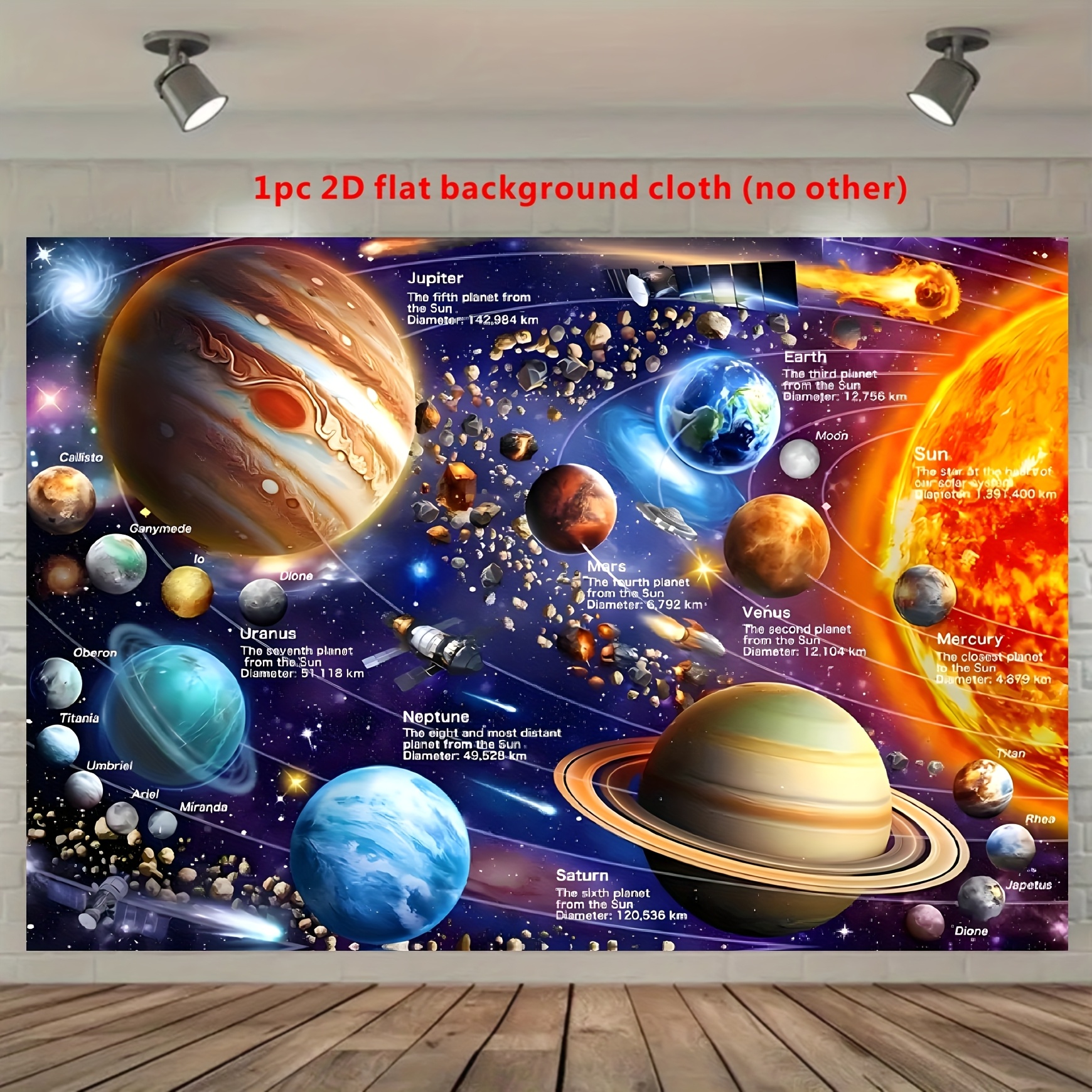 Kids Education Banner - Solar System Tapestry Space Planets Wall