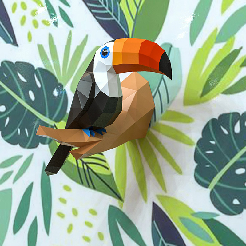 Kids Education Wallpaper - Toucan 3D Paper Model Papercraft Home