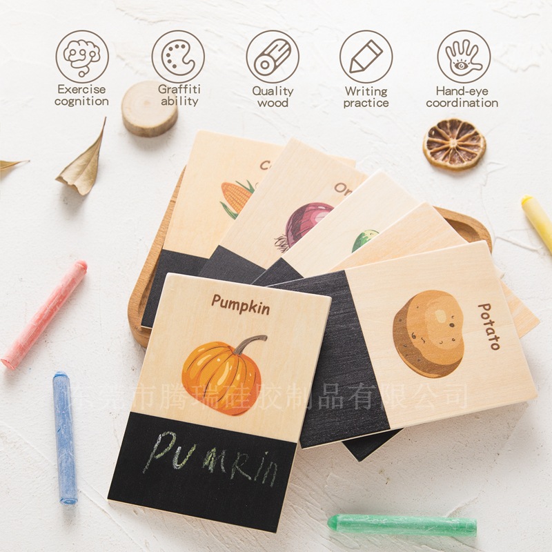 Wooden Cognition Flash Cards W - Kids Education Picture recensie en prijs