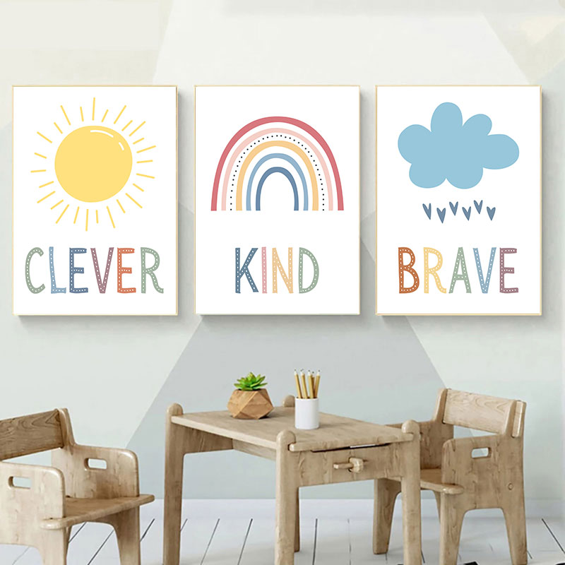Cute Sun Rainbow Cloud Canvas  - Kids Education Quote recensie en prijs