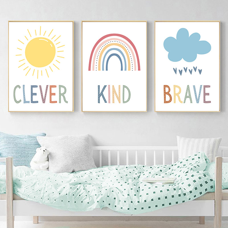 Cute Sun Rainbow Cloud Canvas  - Kids Education Quote recensie en prijs