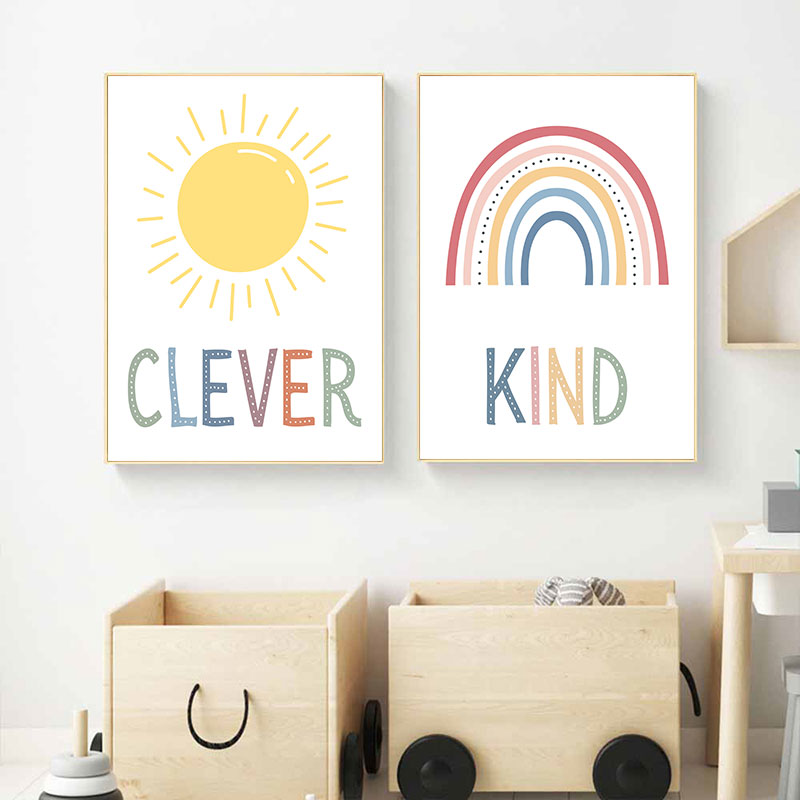 Cute Sun Rainbow Cloud Canvas  - Kids Education Quote recensie en prijs